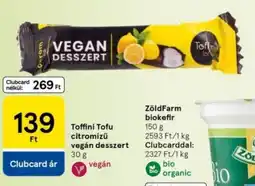 Tesco Toffini Tofu citromízű vegán desszert ajánlat