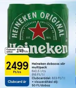 Tesco Heineken dobozos sör multipack ajánlat