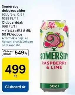 Tesco Somersby dobozos cider ajánlat