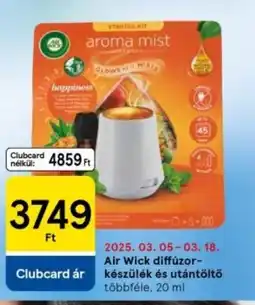 Tesco Air Wick diffúzor- készülék és utántöltő ajánlat