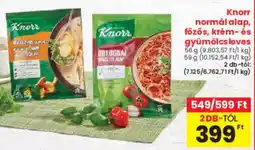 Spar Knorr normál alap, főzős, krém- és gyümölcsleves ajánlat