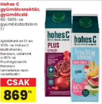 Spar Hohes C gyümölcsnektár, gyümölcslé ajánlat