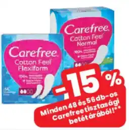 Spar Minden 48 és 56db-os Carefreetisztasági betétárából! ajánlat