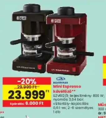 Spar Szarvasi mini espresso kávéfőző ajánlat