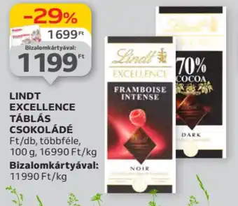 Auchan Lindt excellence táblás csokoládé ajánlat