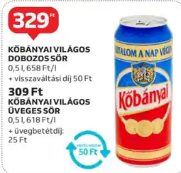 Auchan Kőbányai világos dobozos/üveges sör ajánlat