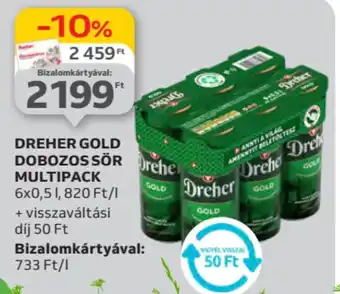 Auchan Dreher gold dobozos sör multipack ajánlat