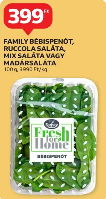 Auchan Family bébispenót, ruccola saláta, mix saláta vagy madársaláta ajánlat