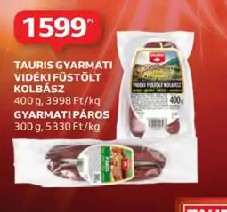 Auchan Tauris gyarmati vidéki füstölt kolbász, gyarmati páros ajánlat