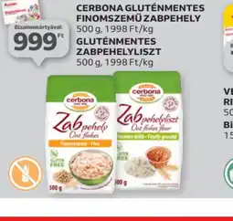 Auchan Cerbona Gluténmentes Finomszemű Zabpehely REE Gluténmentes Zabpehelyliszt ajánlat