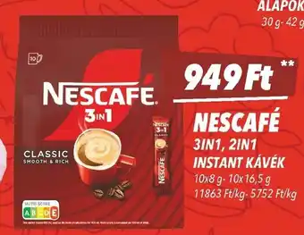 CBA Nescafé 3in1, 2in1 instant kávék ajánlat