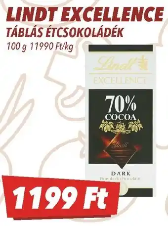 CBA Lindt excellence táblás étcsokoládék ajánlat