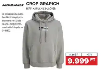 Hervis Jack jones® crop grapich férfi kapucnis ajánlat