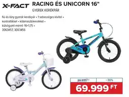 Hervis X-fact racing és unicorn 16" gyerek kerékpár ajánlat