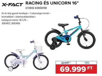 Hervis X-fact racing és unicorn 16" gyerek kerékpár ajánlat