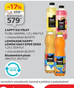 Auchan Cappy Ice Fruit Lemonade Happy Lemon vagy Eper Zero ajánlat