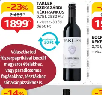 Auchan Takler Székszárdi Kékfrankos ajánlat