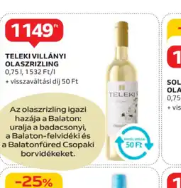 Auchan Teleki Villányi Olaszrizling ajánlat