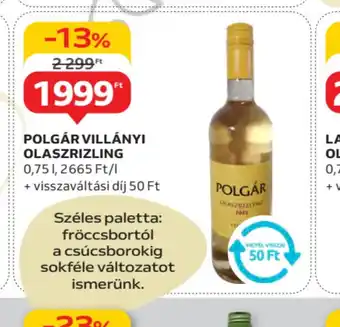 Auchan Polgár Villányi Olaszrizling ajánlat