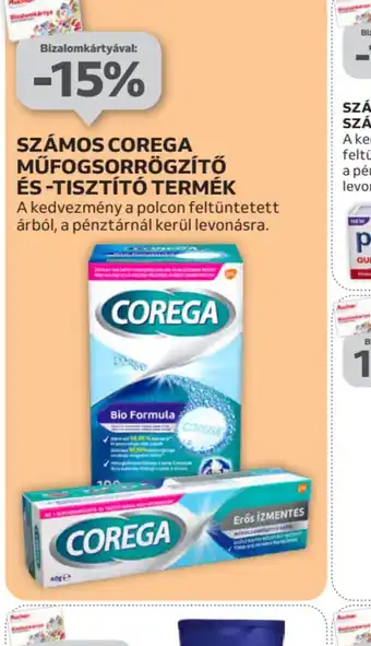 Auchan Számos Corega műfogsorrögzítő és -tisztít termék ajánlat