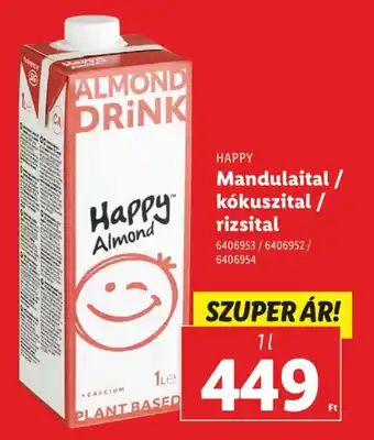 Lidl HAPPY Mandulaital / kókuszital / rizsital ajánlat