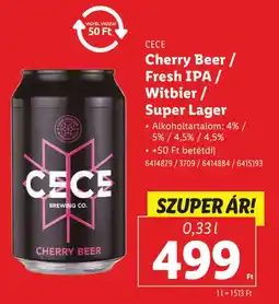 Lidl CECE Cherry Beer / Fresh IPA / Witbier / Super Lager ajánlat