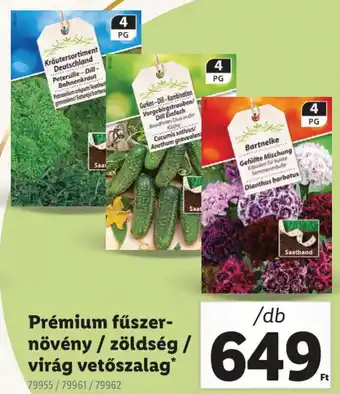 Lidl Prémium fűszer-növény / zöldség / virág vetőszalag ajánlat