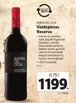 Lidl BARÓN DEL CEGA Valdepenas Reserva ajánlat