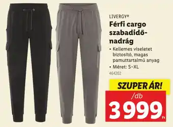 Lidl LIVERGY Férfi cargo szabadidő-nadrág ajánlat