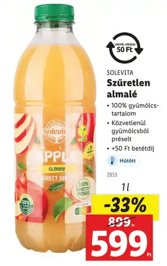 Lidl SOLEVITA Szűretlen almalé ajánlat