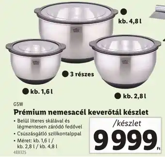 Lidl GSW Prémium nemesacél keverőtál készlet ajánlat