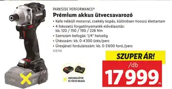 Lidl PARKSIDE PERFORMANCE Prémium akkus ütvecsavarozó ajánlat