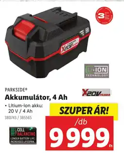 Lidl PARKSIDE Akkumulátor, 4 Ah ajánlat