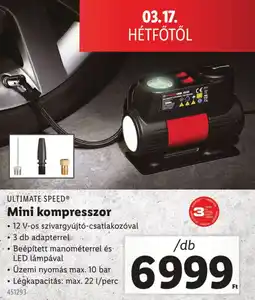 Lidl ULTIMATE SPEED Mini kompresszor ajánlat