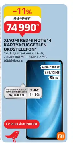 Auchan Xiaomi Redmi Note 14 okostelefon ajánlat