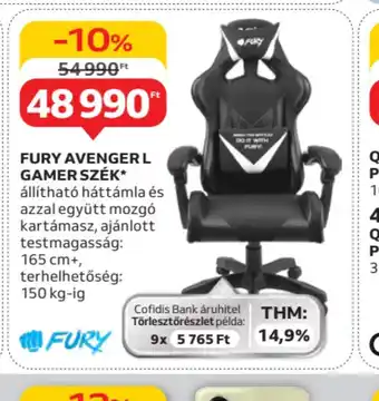 Auchan Fury Avenger L Gamerszék ajánlat