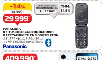 Auchan Panasonic KX-TU550EXB 4G nyomgombos kártyafüggetlen mobiltelefon ajánlat