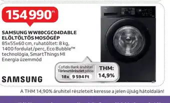 Auchan Samsung WW80CGCC04DAB/LE Elöltöltős Mosgép ajánlat