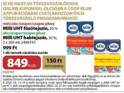 Coop Milli uht fözötejszín, Milli uht habtejszín ajánlat