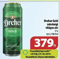 Coop Dreher gold minőségi világos sör ajánlat