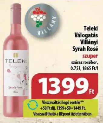 Coop Teleki Válogatás Villányi Syrah Rosé ajánlat