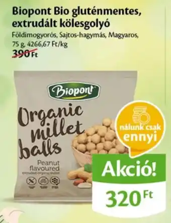 EcoFamily Biopont Bio gluténmentes, extrudált kölesgolyó ajánlat