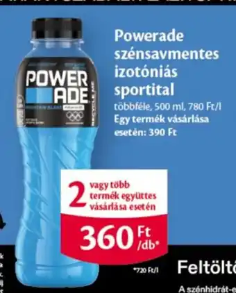 EcoFamily Powerade szénsavmentes izotóniás sportital ajánlat