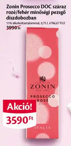 EcoFamily Zonin Prosecco DOC száraz rozé/fehér minőségi pezsgő díszdobozban ajánlat