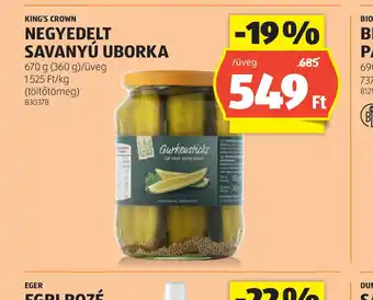 ALDI King's Crown Negyedelt Savanyú Uborka ajánlat