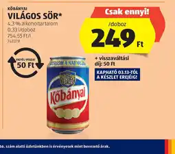 ALDI Kőbányai Világos Sör ajánlat