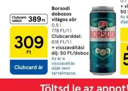 Tesco Borsod dobozos világos sör ajánlat