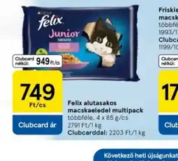 Tesco Felix Junior Alutasakos Macskaeledel Multipack ajánlat