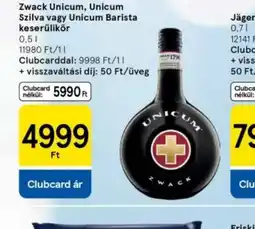 Tesco Zwack Unicum, Unicum Szilva vagy Unicum Barista keserűlikőr ajánlat