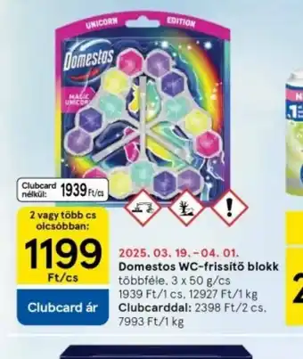 Tesco Domestos WC-frissítő blokk ajánlat